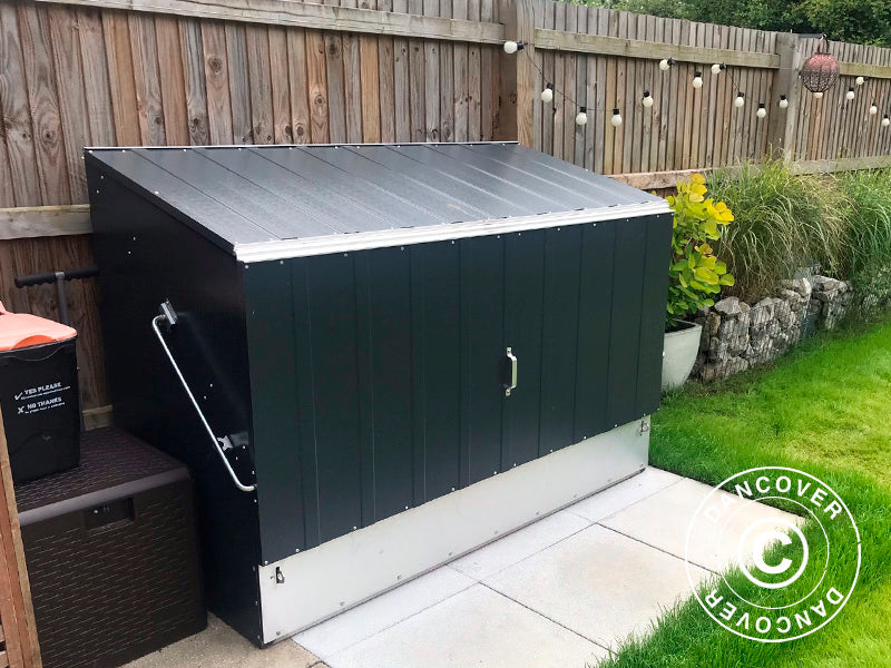 Aufbewahrungsbox für Fahrräder mit Rampe, Protect-a-Cycle, Trimetals, 1,96x0,89x1,33m, 1,74m², Anthrazit