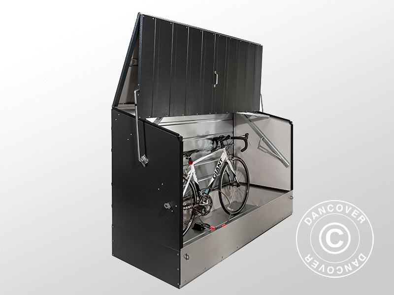 Aufbewahrungsbox für Fahrräder mit Rampe, Protect-a-Cycle, Trimetals, 1,96x0,89x1,33m, 1,74m², Anthrazit