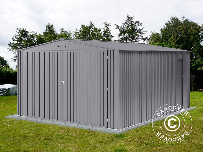 Garage métallique 3,8x4,8x2,32m, 18,24m², ProShed®, Aluminium Gris