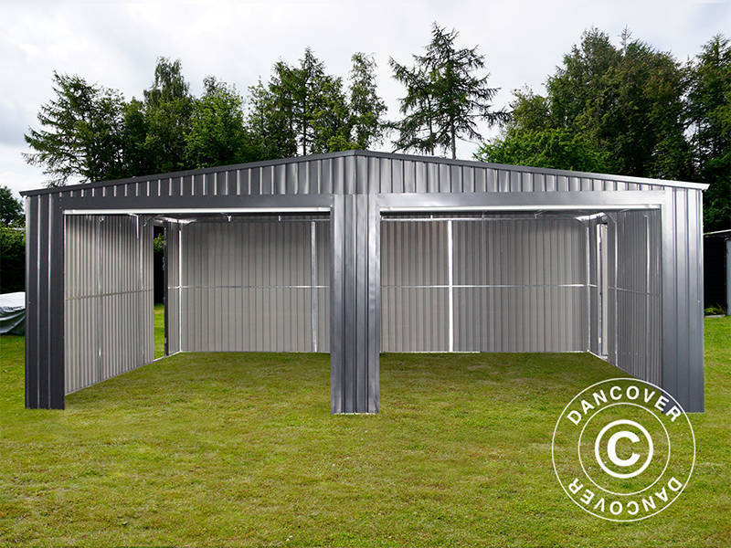 Metallgarage doppelt 6,37x5,13x2,41m, 31,74m², ProShed®, Anthrazit