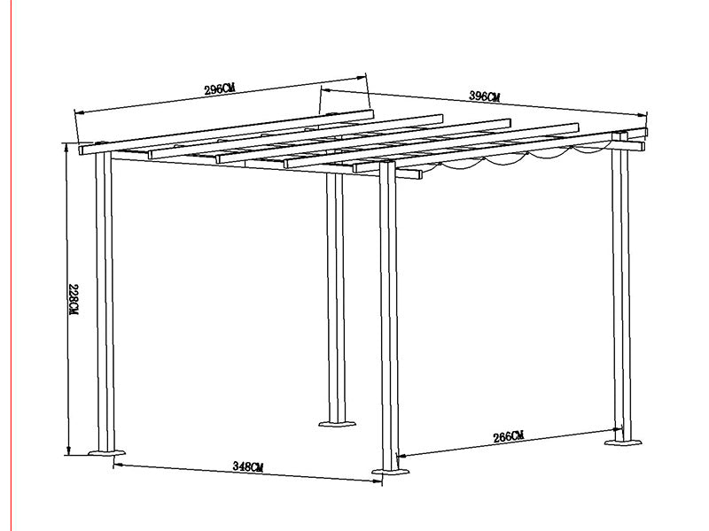 Pergola paviljoen Santa Cruz, 3x4m, Donkergrij