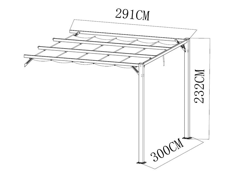 Extension for pergola gazebo Santa Cruz, 3x3 m, Dark grey