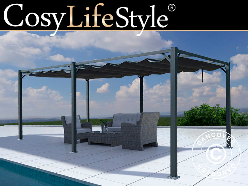 Pergola gazebo Santa Cruz, 4x8 m, Dark grey
