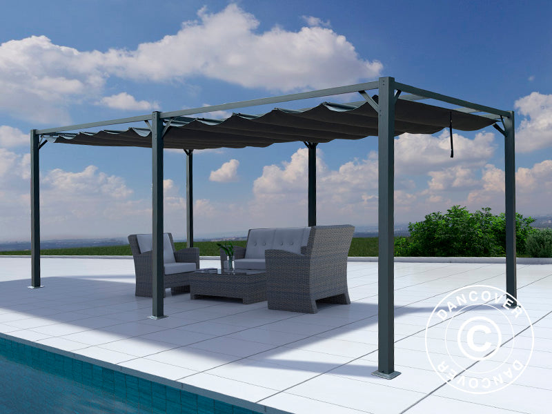 Pergola gazebo Santa Cruz, 4x8 m, Dark grey