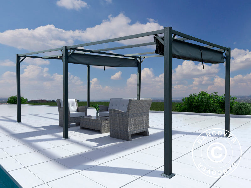 Pergola pavėsinė Santa Cruz, 4x8m, Tamsi pilka