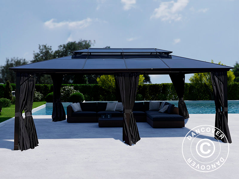 Lapene Santa Ana Alu+ ar aizkariem un moskītu tīklu, 3,65x6m, Melns