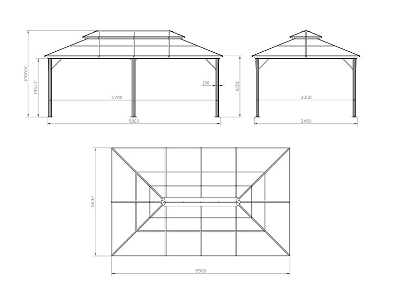 Gazebo Santa Ana Alu+ 3,65x6m Black (YS1065)