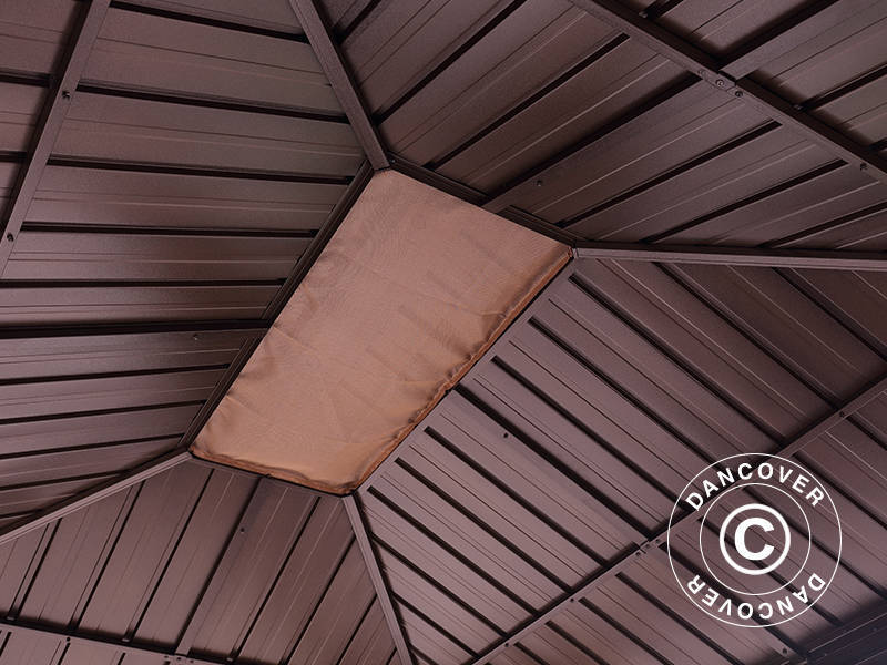 Tuinpaviljoen Santa Fe met gordijnen en klamboe, 3x3,65m, Bruin