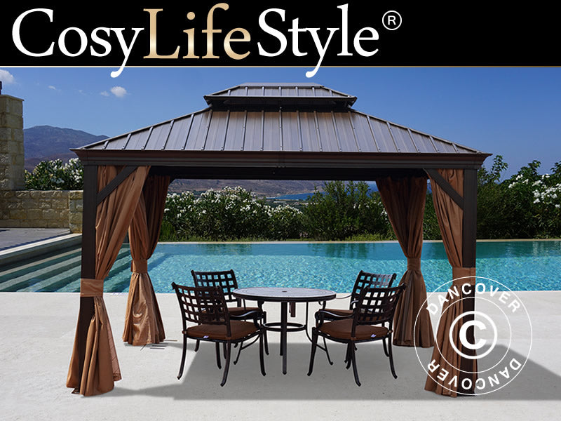 Sjenica Santa Fe sa zavjesama i mrežom za komarce, 3x3,65m, Smeđa