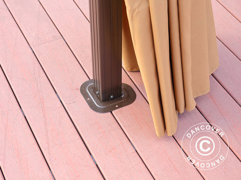 Gazebo San Jose Alu+ w/curtains and mosquito net, 3x4 m, Brown