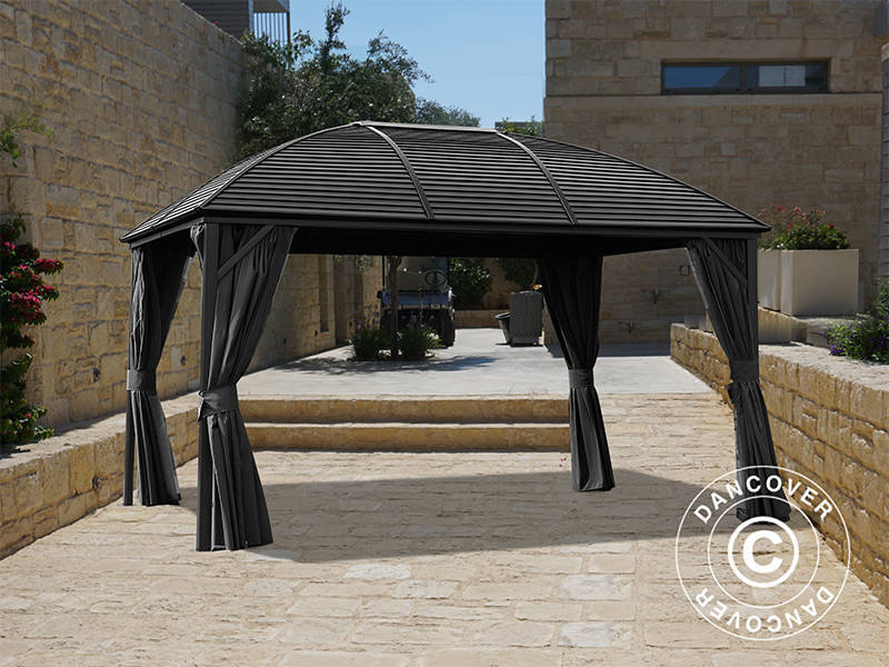 Gazebo San Jose Alu+ con tende e zanzariera, 3x4m, Nero