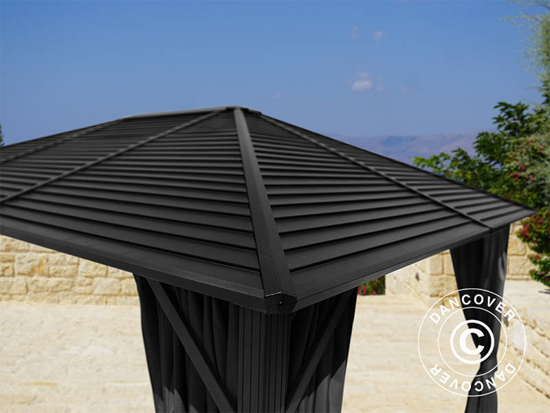 Lapene San Luis ar aizkariem un moskītu tīklu, 3x4m, Melns