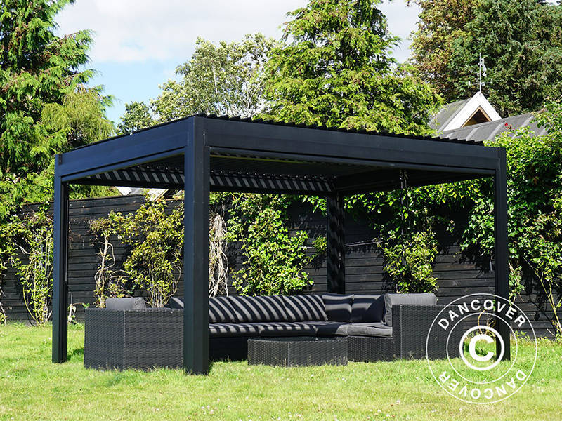Bioclimatic pergola gazebo San Pablo Alu+, 3x4 m, Black