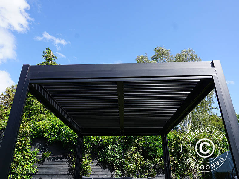 Bioclimatic pergola gazebo San Pablo Alu+, 3x4 m, Black