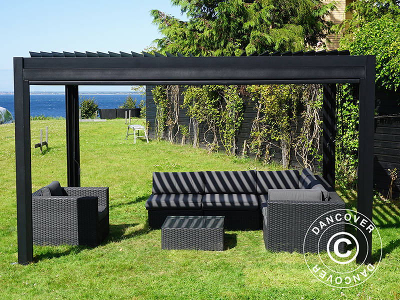 Bioklimatische Pergola pavillon San Pablo Alu+, 3x4m, schwarz