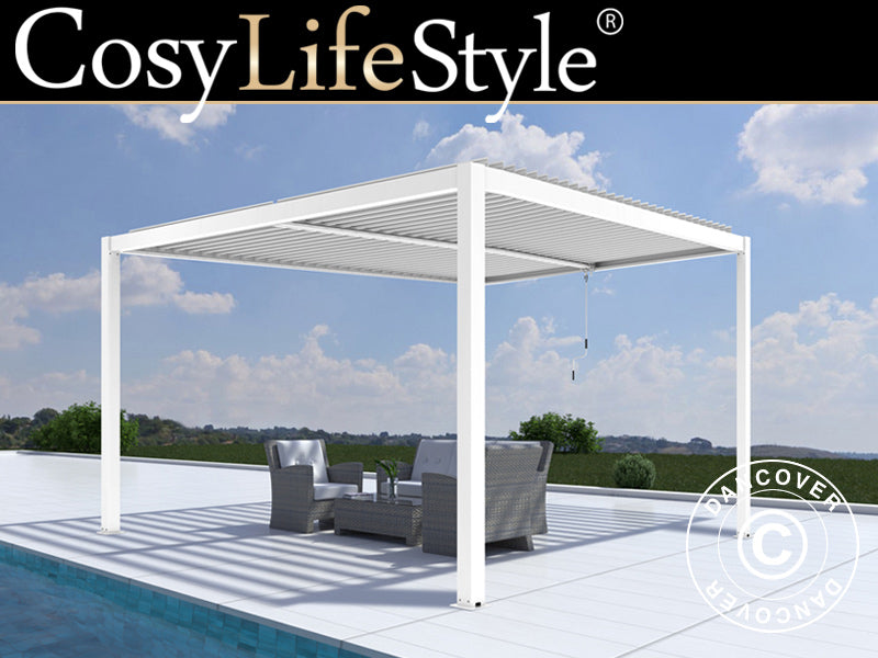 Bioclimatic pergola gazebo San Pablo Alu+, 4x4 m, White