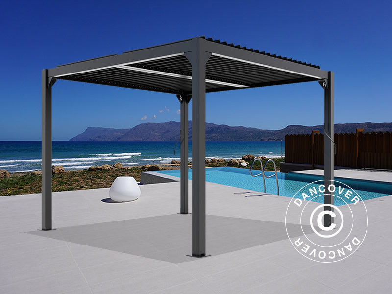 Cenador Pérgola bioclimática San Pablo Alu+, 3x3m, Negro