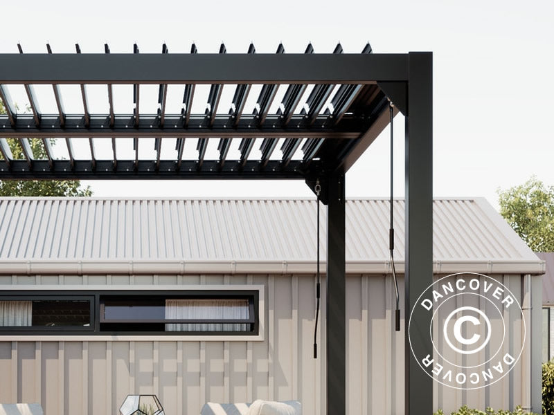 Cenador Pérgola bioclimática San Pablo Alu+, 3x3m, Negro