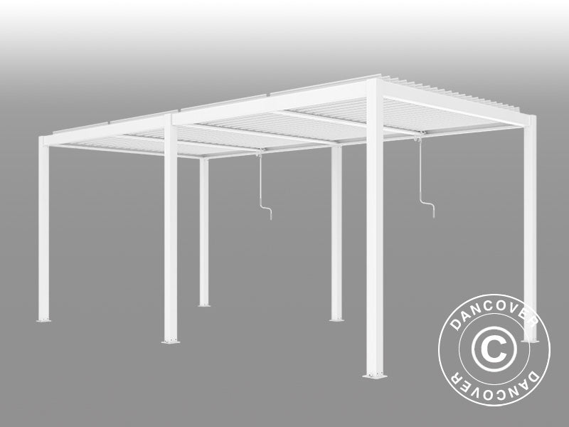Cenador pérgola bioclimática San Pablo Alu+, 3x5,8m, Blanco