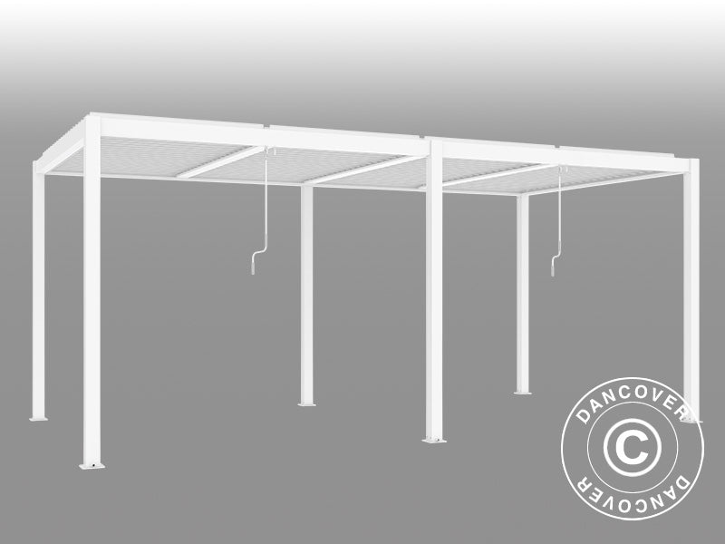 Gazebo pergola bioclimatico San Pablo Alu+, 3x5,8m, Bianco