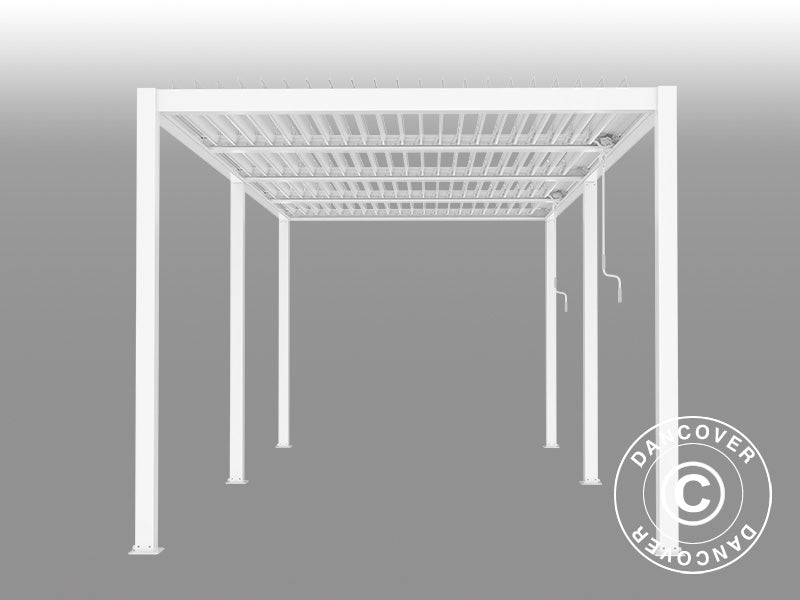Bioklimatische Pergola pavillon San Pablo Alu+, 4x5,8m, Weiß