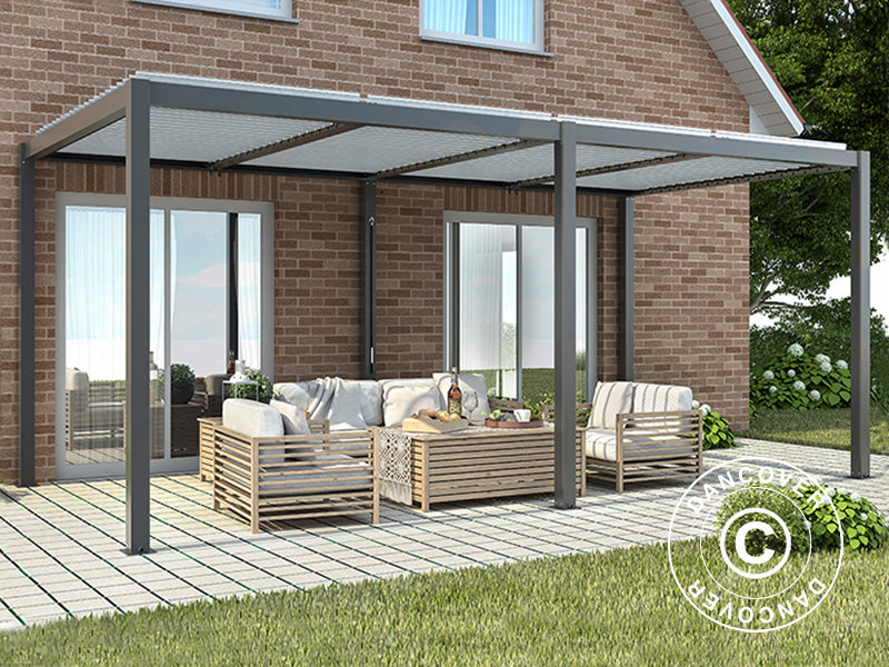 Bioklimatologisch pergola paviljoen San Pablo Alu+, 4x5,8m, Zwart/Wit