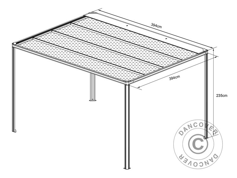 Pergola paviljoen San Fernando, 4x4m, Zwart/Donkergrijs