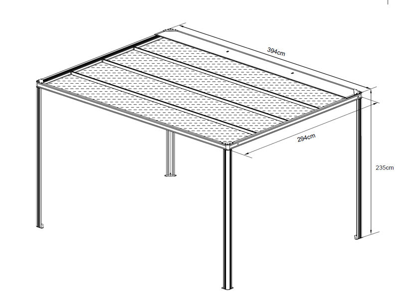 Pergola Pavillon San Fernando, 4x3m, Schwarz/Dunkelgrau