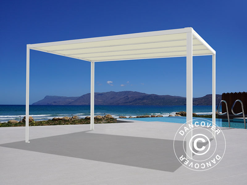 Pergola Pavillon San Fernando, 3x3m, Weiß/Beige