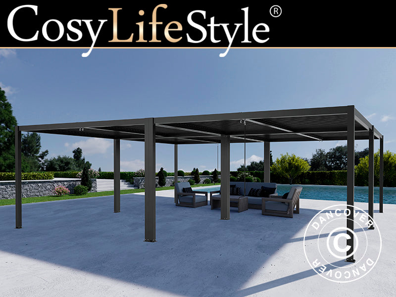 Bioklimatischer pergola pavillon San Pablo Alu+, 3x4m, Schwarz, 4 Stk