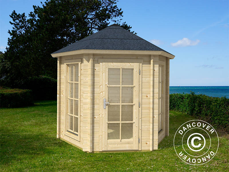 Holzpavillon Lausanne, sechskantig 2,8x2,42x2,89m, 44mm, Naturbelassen
