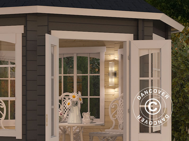 Holzpavillon Lorraine, achtkantig 3,47x3,47x3,45m, 44mm, Dunkelgrau