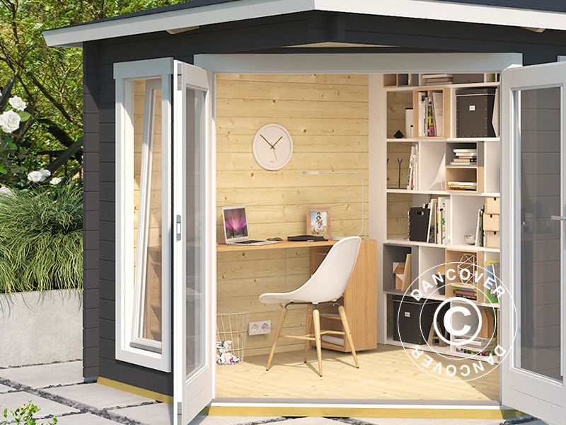 Holzpavillon Brittany, 2,4x2,4x2,41m, 40mm, Dunkelgrau