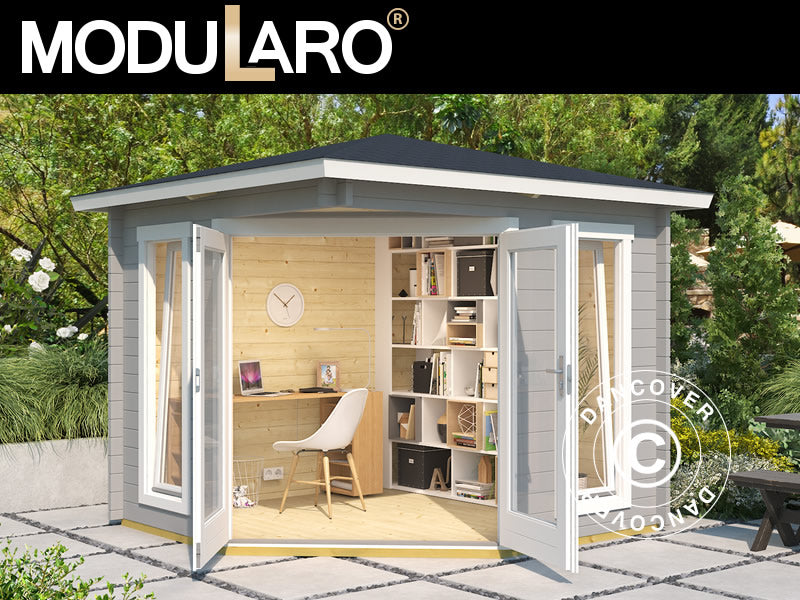 Holzpavillon Brittany, 2,4x2,4x2,41m, 40mm, Hellgrau