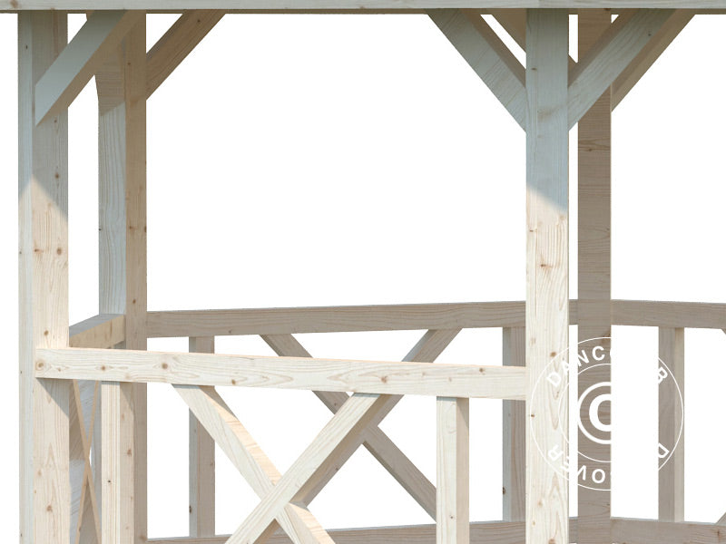 Puidust aiapaviljon koos puidust põrandaga, 3,37x3,37x3,13m, 9,9m², naturaalne