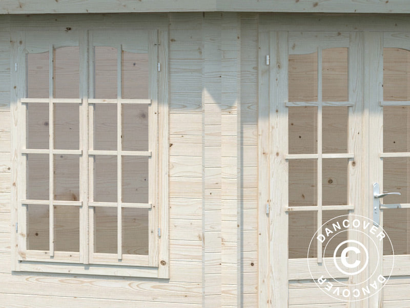 Holzpavillon mit Boden, 3,03x3,03x3,36m, 7,6m², Natur