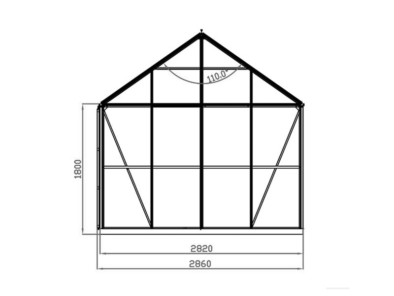 Orangery, gazebo glass 8.06 m², 2.82x2.86x2.8 m w/base, Black