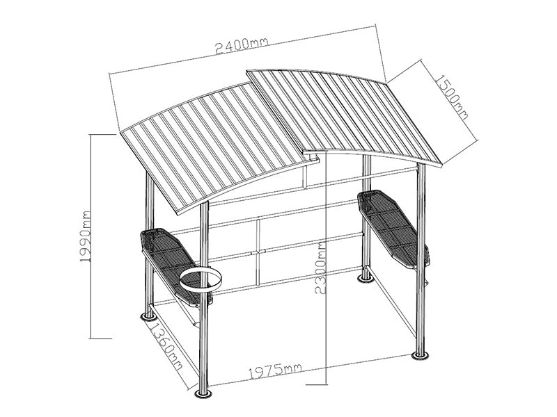 Barbecue pavilion Luna, 2.4x1.5x2.3 m, Black
