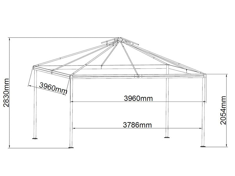 Gazebo da giardino Osiris 4x4m, Sabbia