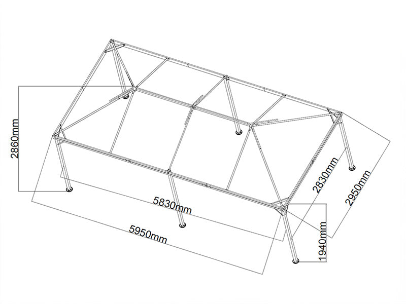 Puutarhapaviljonki Osiris 3x6m, Harmaa
