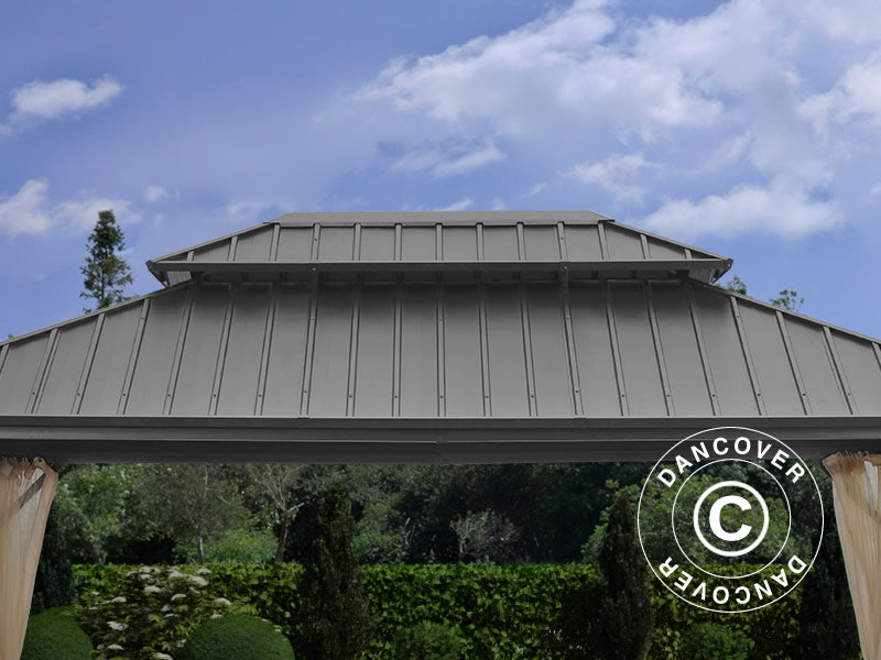 Gazebo San Francisco w/curtains and mosquito net, 3.65x4.85 m, Black/Ecru