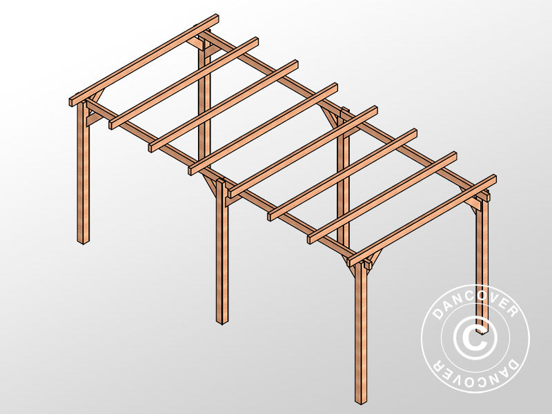 Holzpergola Linares, 3x6x2,64m, Braun