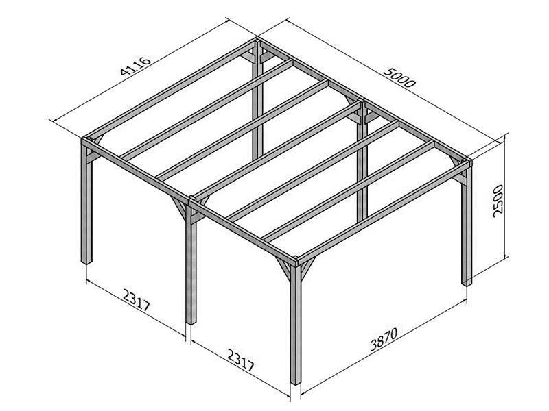 Holzpergola Fuengirola, 4x5x2,5m, Braun