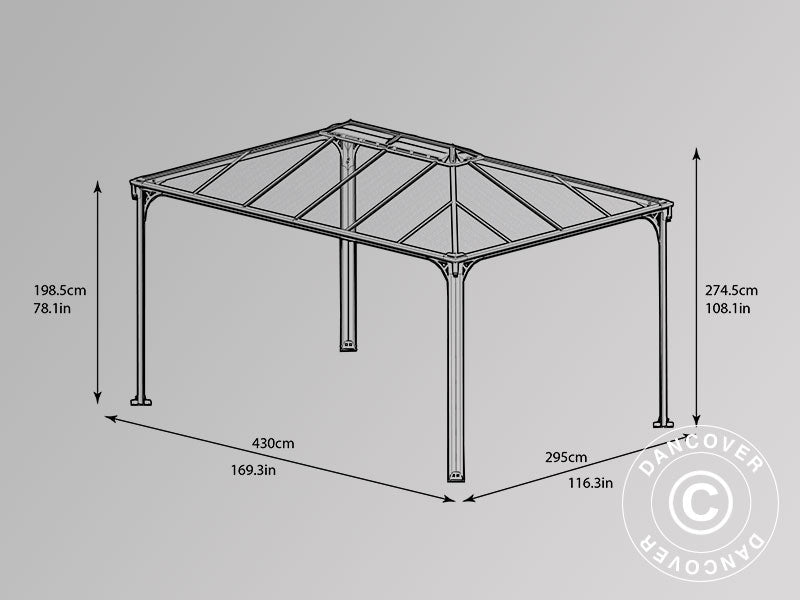 Tuinpaviljoen Martinique, Palram/Canopia, 2,96x4,3m, Antraciet
