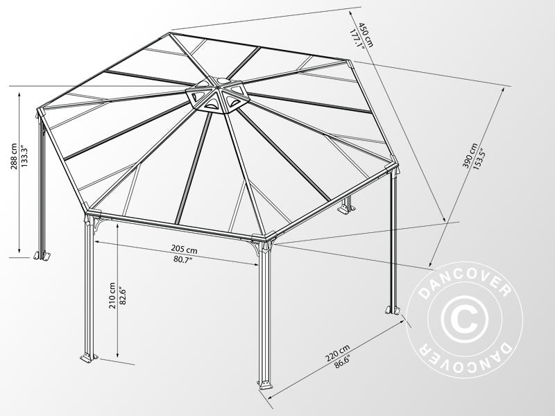 Gazebo Monaco, Palram/Canopia, 4.5x4.5 m, Grey