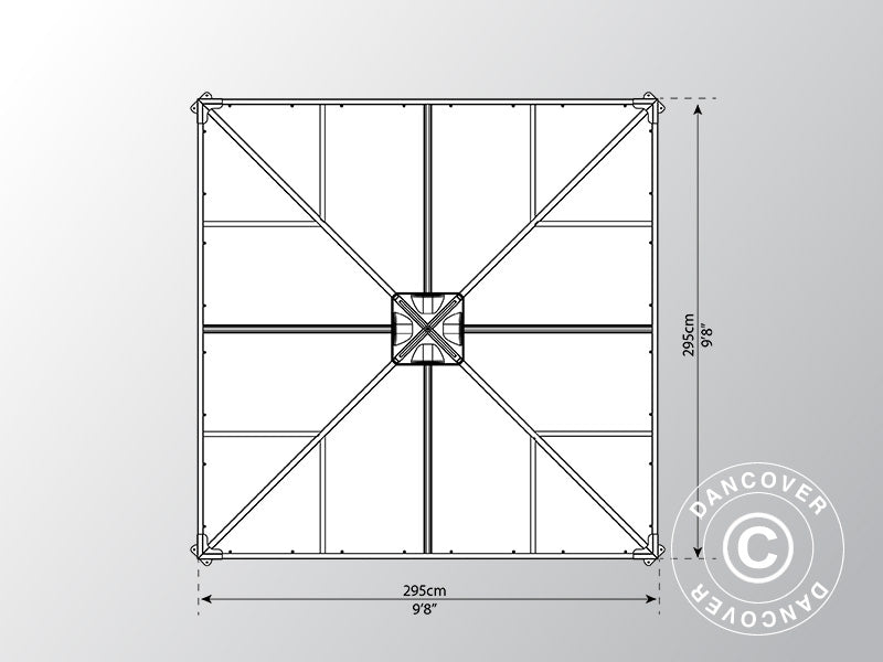Orangerie, cenador LEDRO, 8,7m², Palram/Canopia, 2,95x2,95x2,76m, Gris