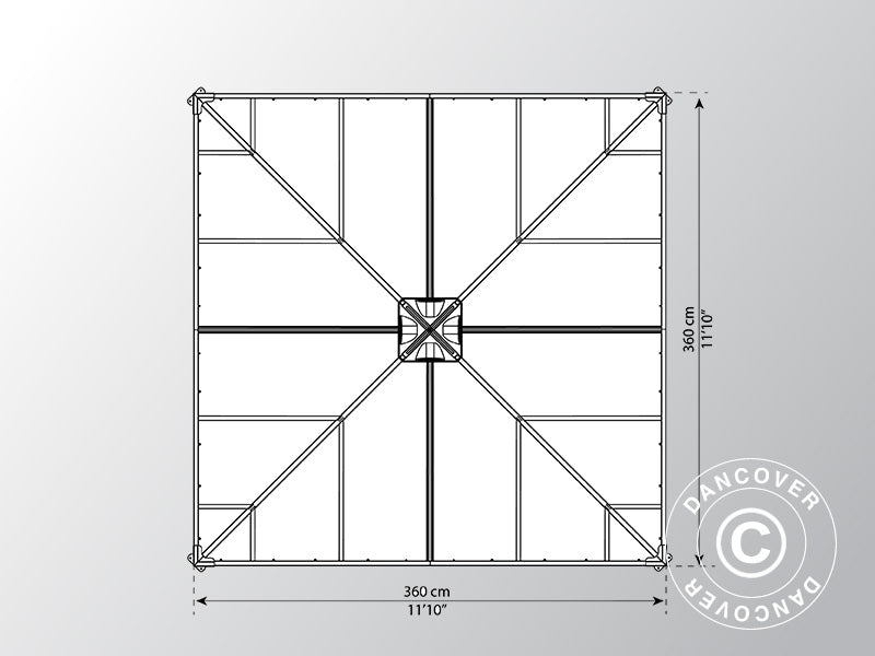 Orangery, gazebo LEDRO, 12.96 m², Palram/Canopia, 3.6x3.6x2.95 m, Grey