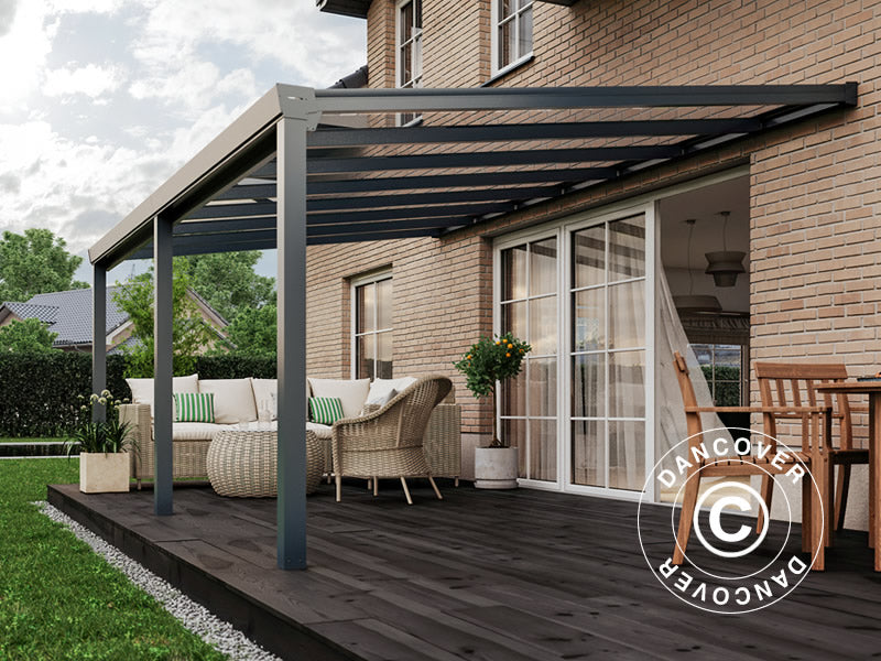 Patio Cover Easy w/Glass Roof, 3x6 m, Anthracite