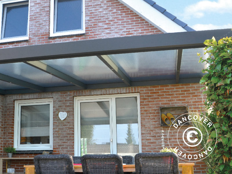 Patio Cover Expert w/Polycarbonate Roof, 3x3 m, Anthracite