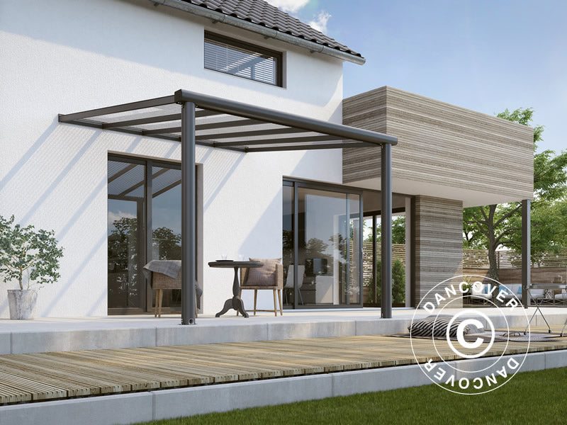 Patio Cover Compact w/Polycarbonate Roof, 3x3.04 m, Anthracite